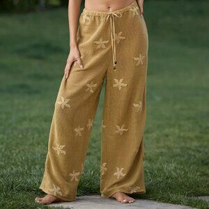 Celandine Embroidered Mesh Pants Olive Green Starfish M